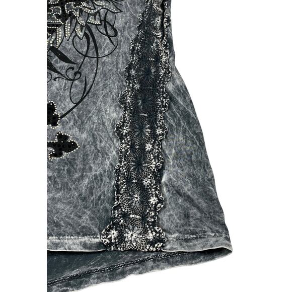 Vocal Cross Logo Tee Gray Black Medium Long Sleeve Goth Grunge Punk Edgy - Picture 4 of 12